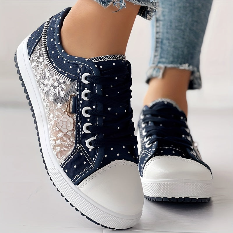 CHICME Damen-Sneaker mit Blumenmuster, lässig, atmungsaktiv und bequem