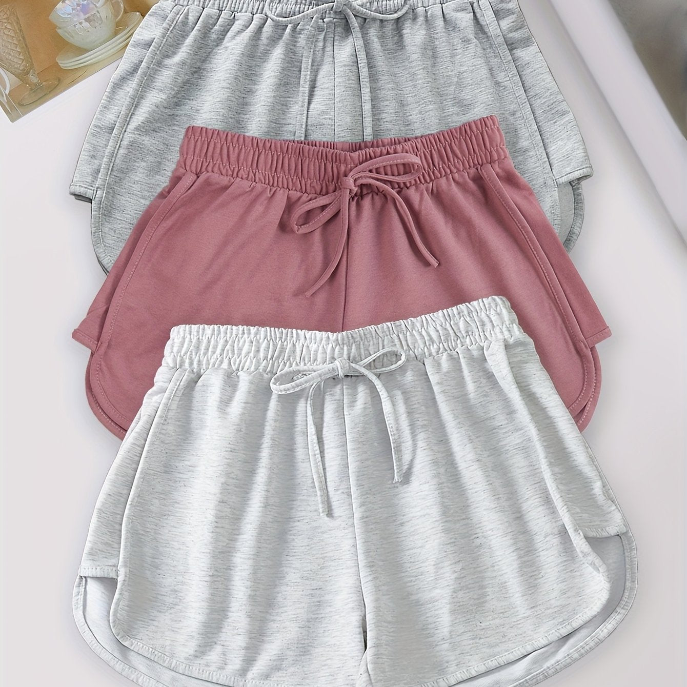 3er-Set leichte Damen-Sommershorts mit elastischem Bund