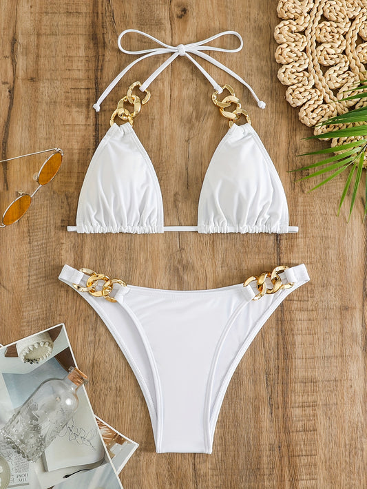 Women's Split Swimwear Chainless Sleeveless Sexy Bikini