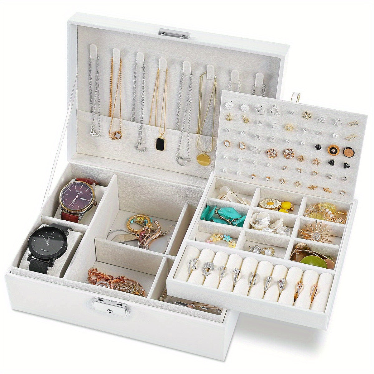 Large Capacity Double-Layer Jewelry Box for Women
