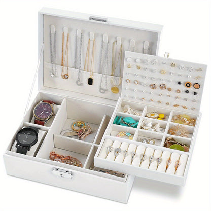 Large Capacity Double-Layer Jewelry Box for Women