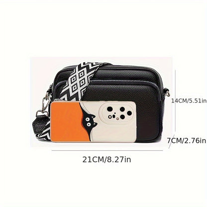 Women's Casual Crossbody Bag with Adjustable Geometric Strap