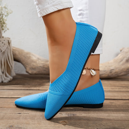 Women's Knit Pointed Toe Flats for Daily Comfort