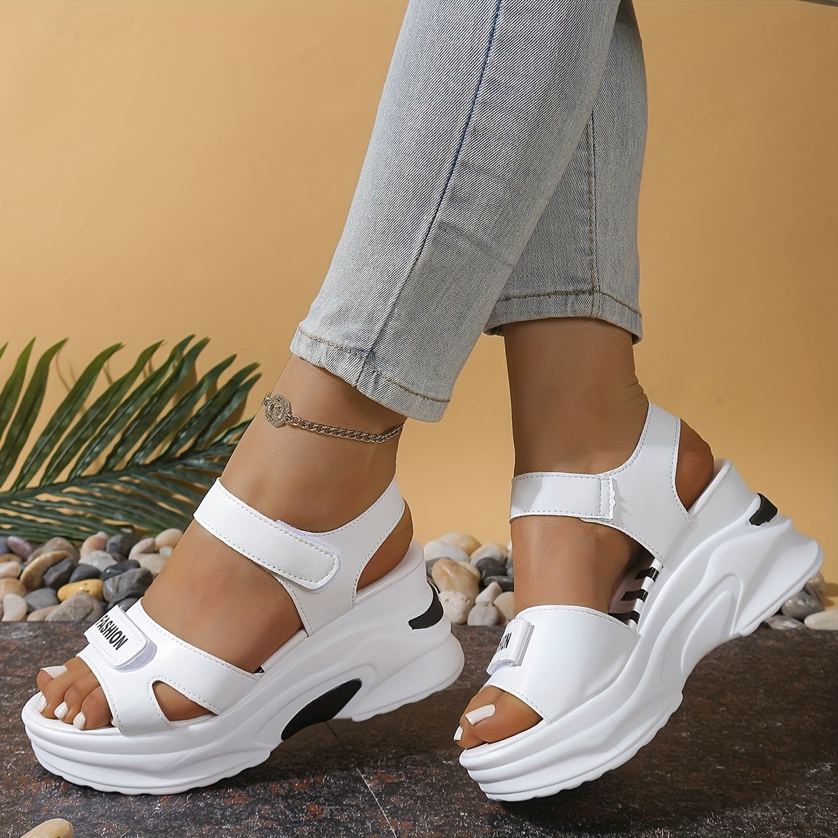 Women's Platform Wedge Sandals with Open Toe and Adjustable Strap