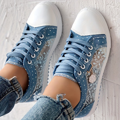 CHICME Women's Floral Casual Sneakers, Breathable and Comfortable
