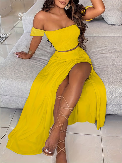 Bohemian Damen Tube Top und Midirock Set