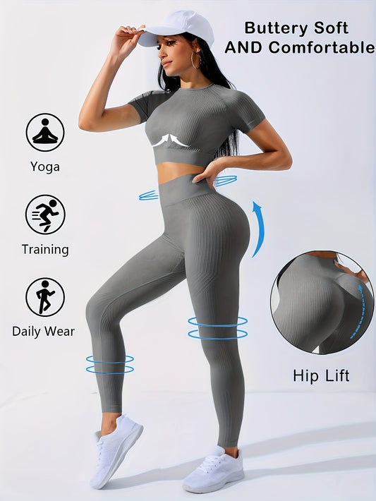 2-Piece Women's Yoga Set with Crop Top and Leggings