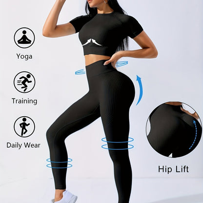 2-Piece Women's Yoga Set with Crop Top and Leggings