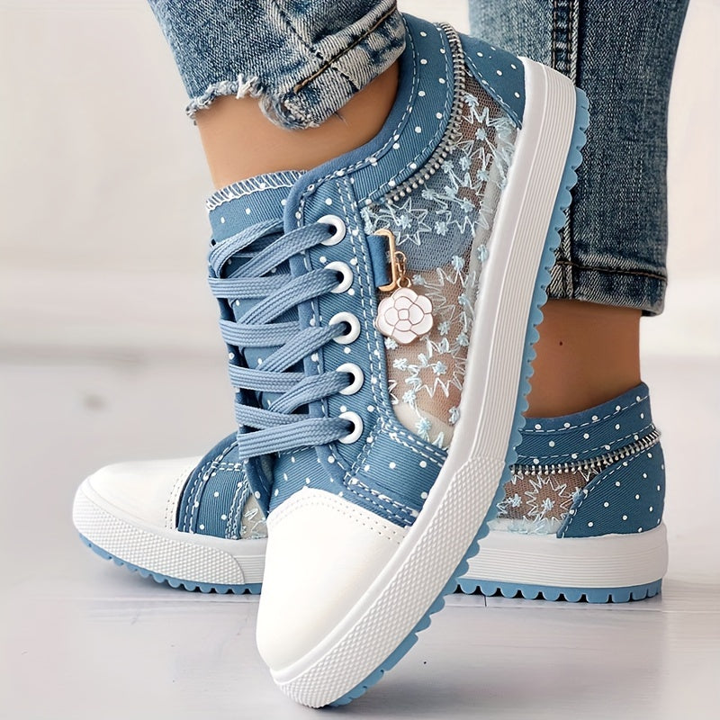 CHICME Women's Floral Casual Sneakers, Breathable and Comfortable