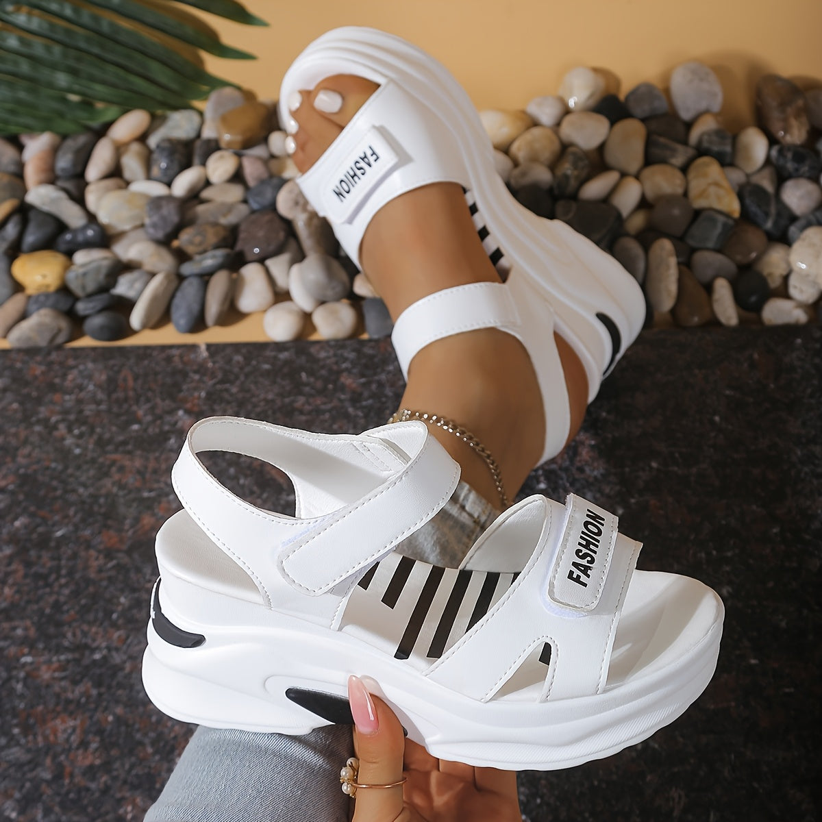 Women's Platform Wedge Sandals with Open Toe and Adjustable Strap