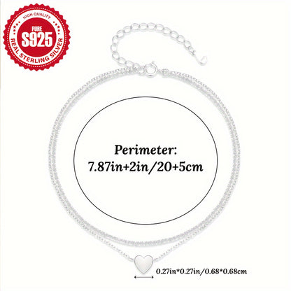 Silver Anklet with Heart