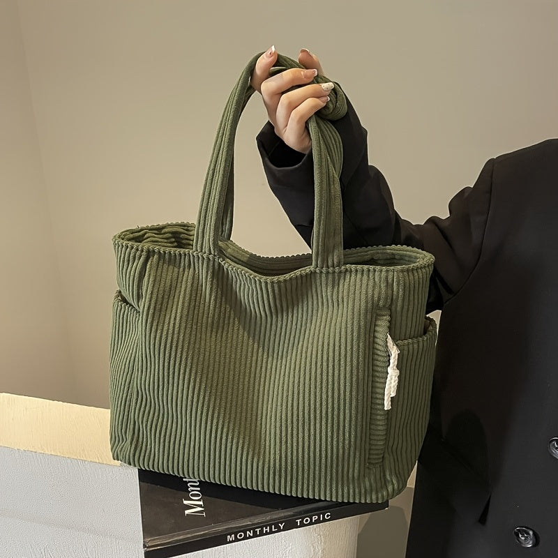 Women's A32 Corduroy Tote Bag with Large Capacity
