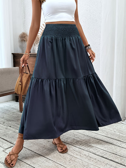 DP021742 Women's Casual Ditsy Floral Elastic Waist Pocket Skirt