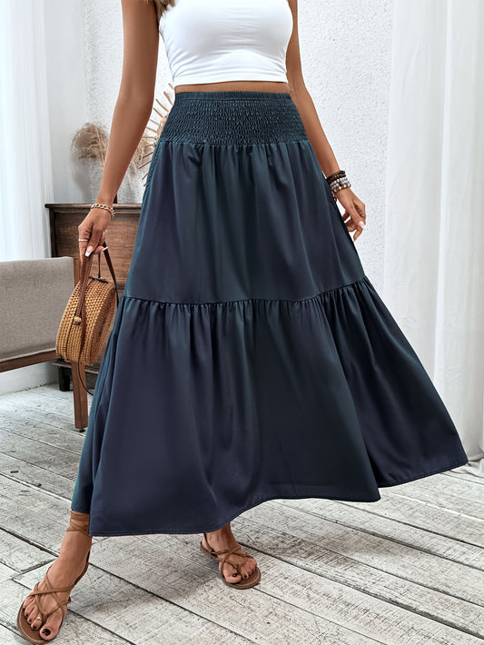 DP021742 Women's Casual Ditsy Floral Elastic Waist Pocket Skirt