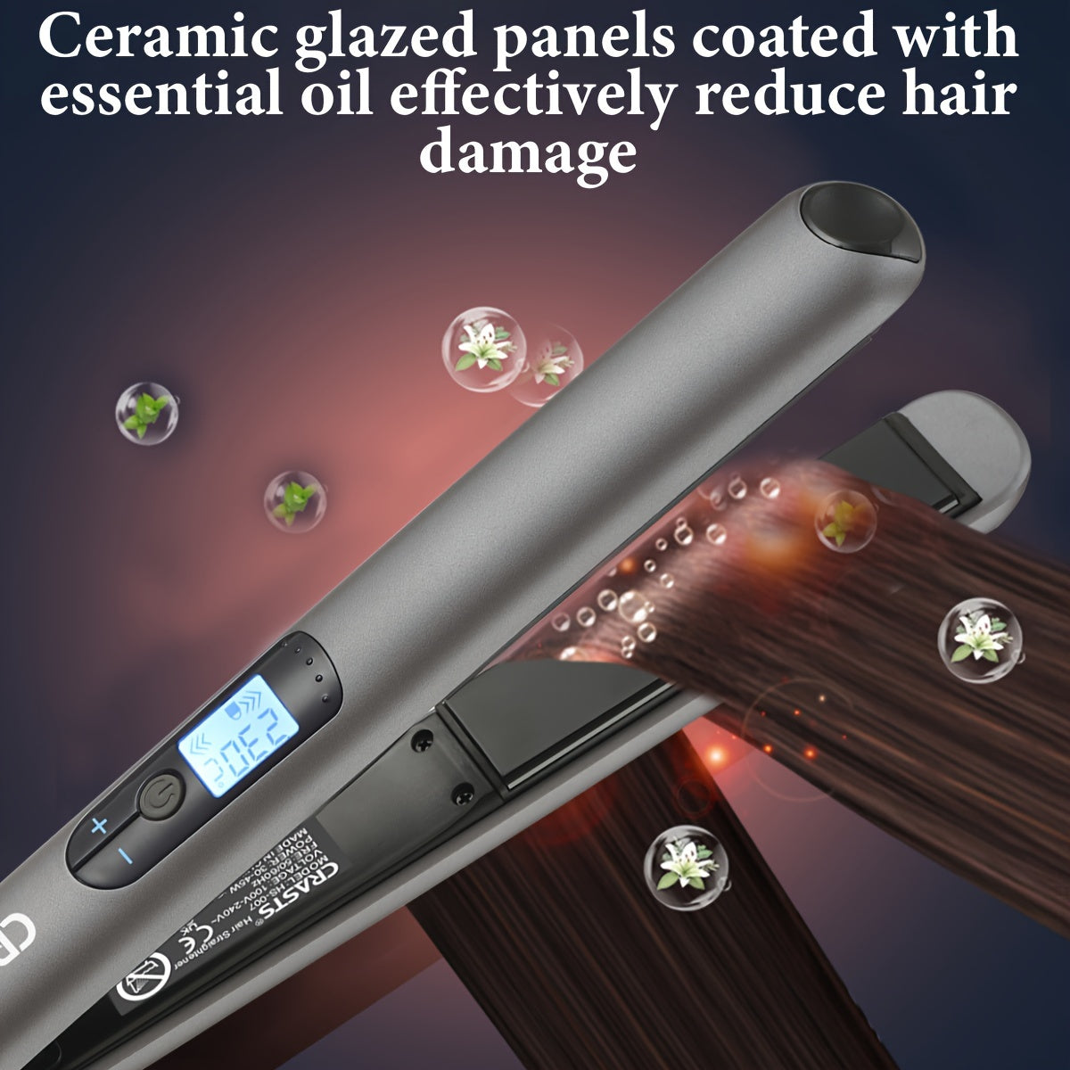 CRASTS Professional Hair Straightener & Curler - Dual-Use, 5-Level Temperature Control, 220V with Display Screen,