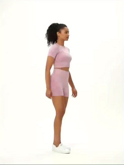 Women's 2-Piece Activewear Set with Seamless Yoga and High-Waisted Fitness Shorts