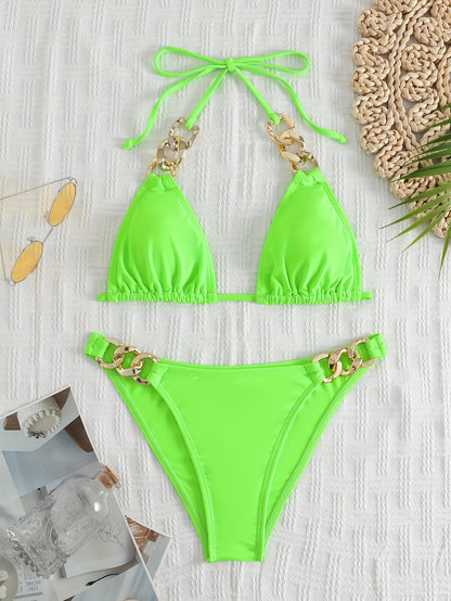 Women's Split Swimwear Chainless Sleeveless Sexy Bikini