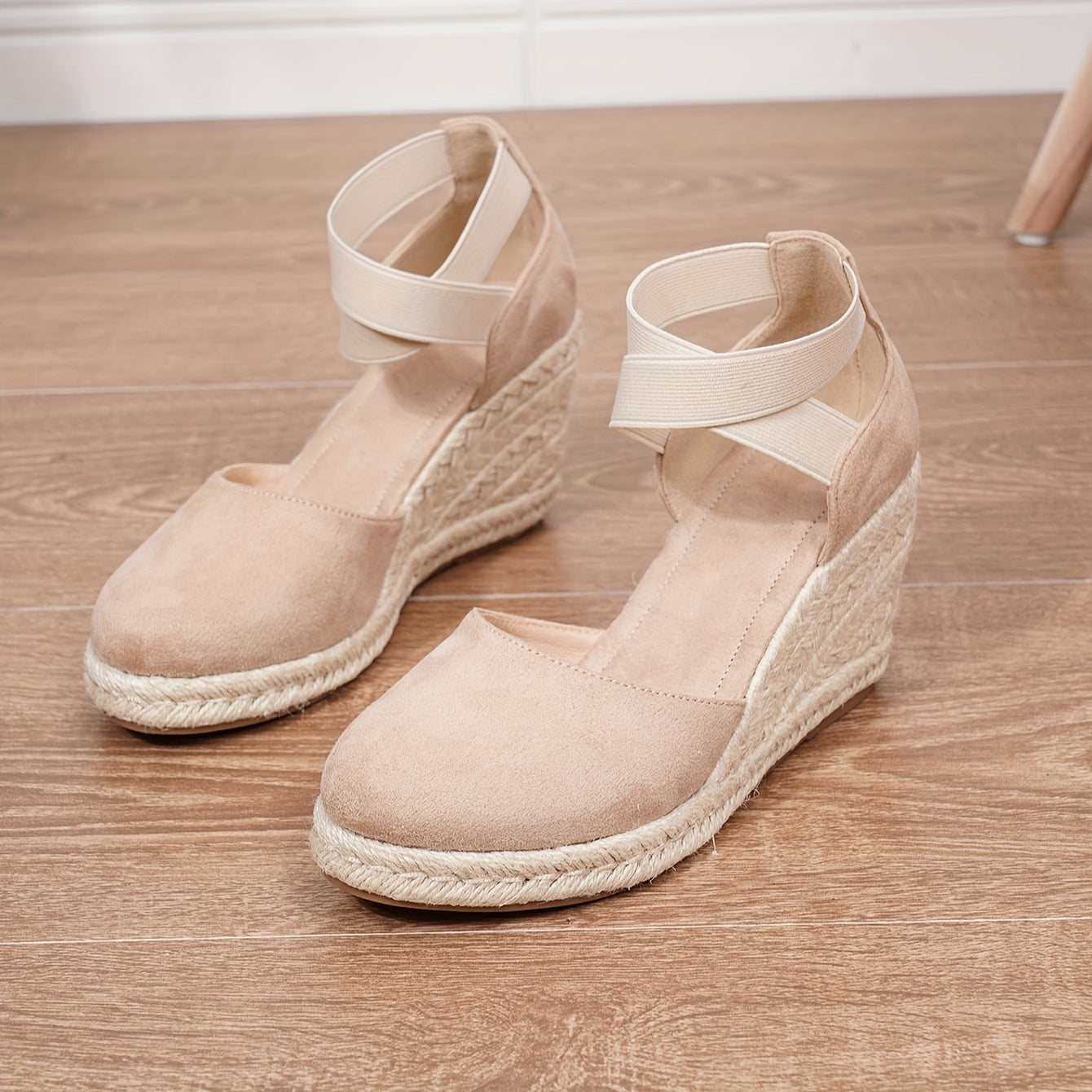 Women's Wedge Heeled, Casual Elastic Band Summer Shoes, Comfortable Espadrille
