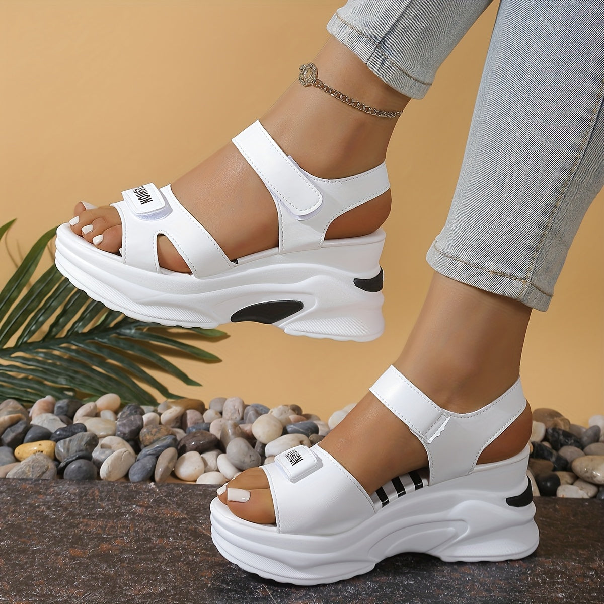 Women's Platform Wedge Sandals with Open Toe and Adjustable Strap