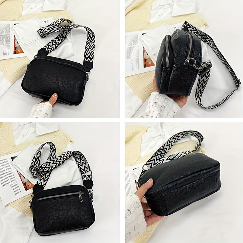 Women's Casual Crossbody Bag with Adjustable Geometric Strap