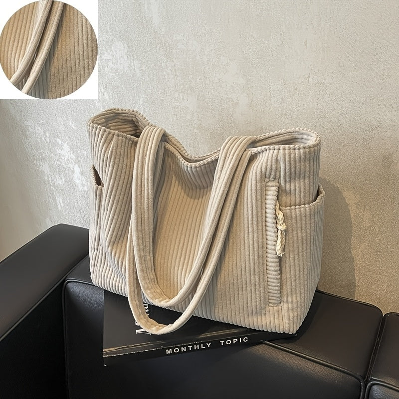 Women's A32 Corduroy Tote Bag with Large Capacity
